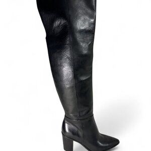Schutz Mikki Block Over The Knee Black Leather Boots Sz 7.5 NWOB